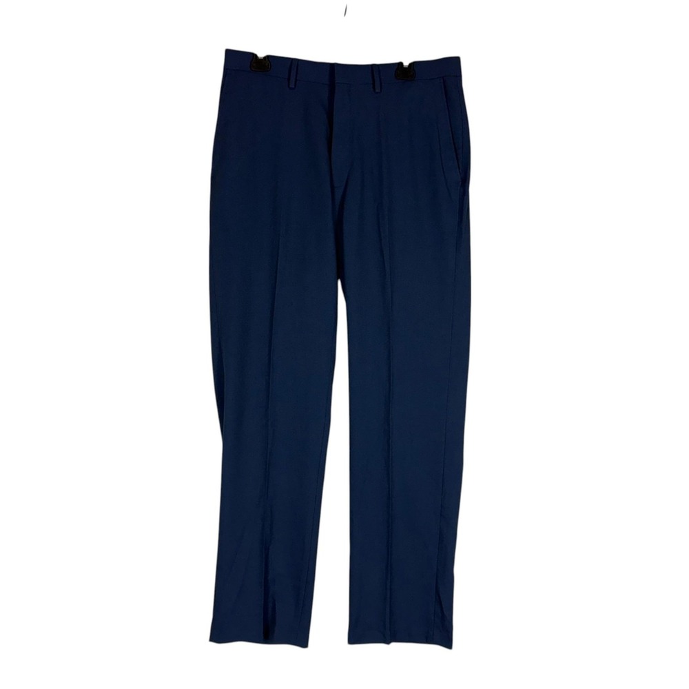 Haggar Suit Pants Mens 34x32 Blue Tailored Fit Travel Performance Slim Dress